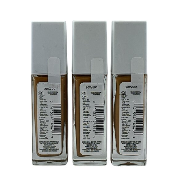 Maybelline Superstay Full Coverage 30 Hour Foundation 320 Honey Meil 3PK New - Picture 5 of 8